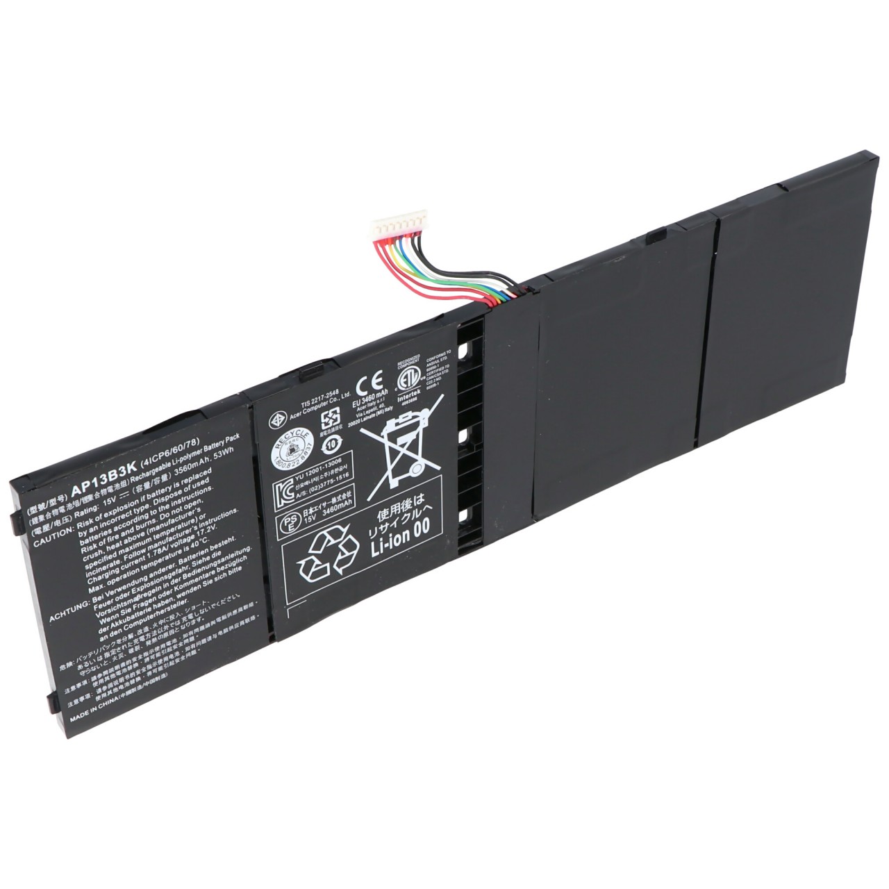 Akku passend für ACER Aspire V5-573 Series, Li-ion, 15 Volt, 3490mAh, 53Wh, built-in, ohne Werkzeug