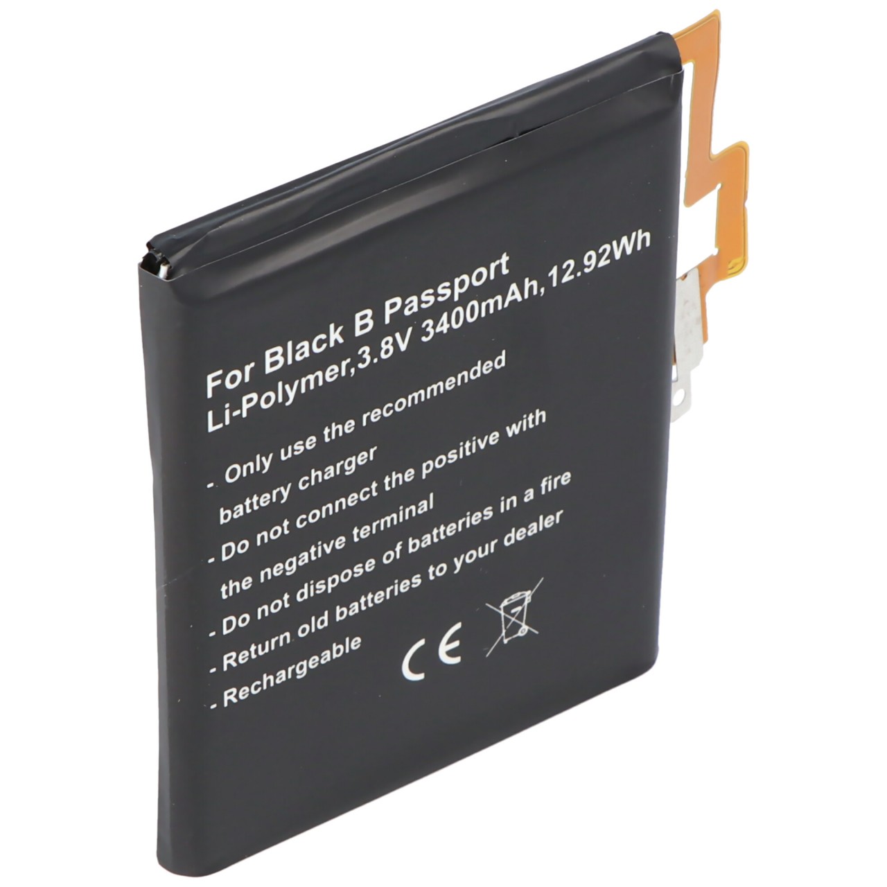 Akku passend für Blackberry Passport, BAT-58107-003, Li-Polymer, 3,8V, 3400mAh, 12,9Wh, built-in, ohne Werkzeug
