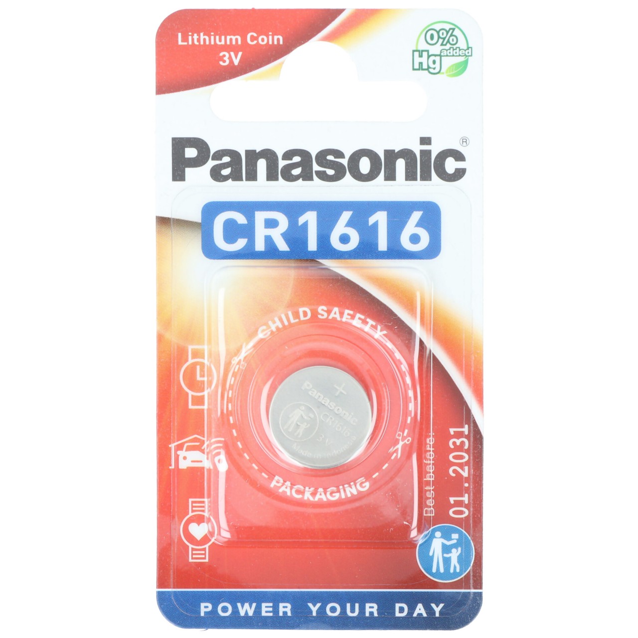 Panasonic Batterie Lithium, Knopfzelle, CR1616, 3V Electronics, Lithium Power, Retail Blister (1-Pack)