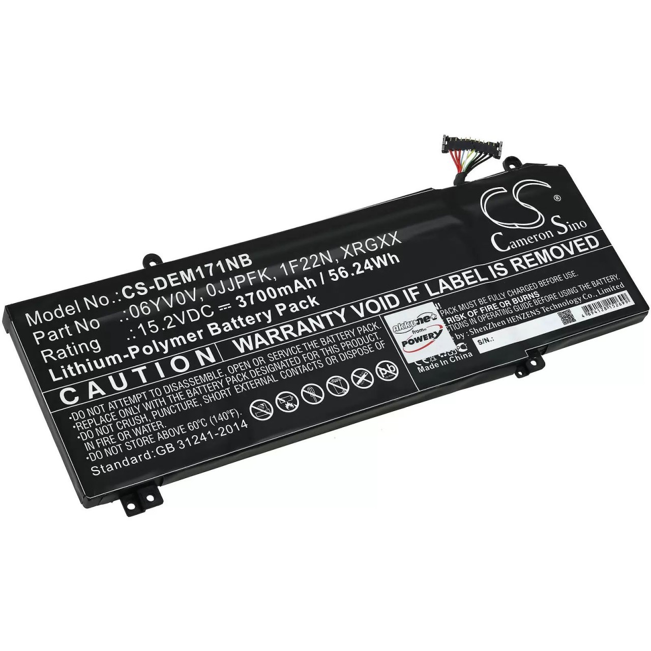 Akku passend für Laptop Dell Alienware M15 2018, G5 15 5590, G7 15 7590, Akku-Typ XRGXX u.a. - 15,2V - 3700 mAh