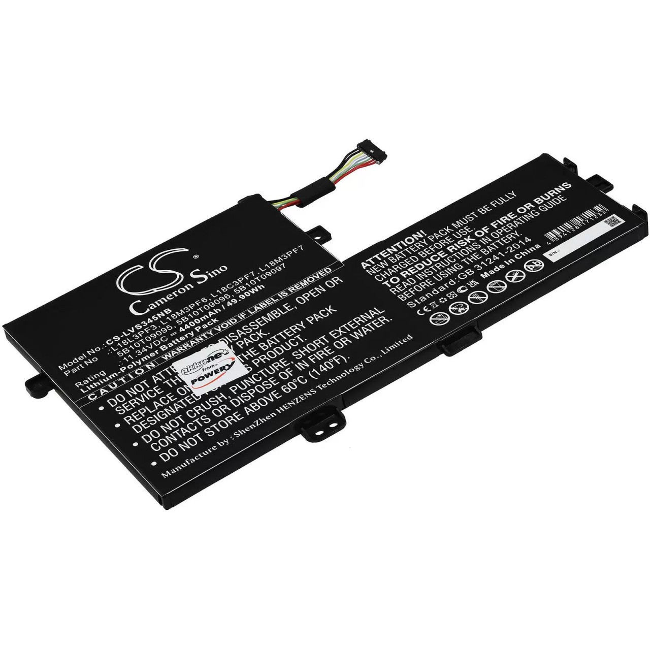 Akku passend für Laptop Lenovo IdeaPad IdeaPad S340-15API(81NC00H0GE), Typ L18M3PF7 - 11,34V - 4400 mAh