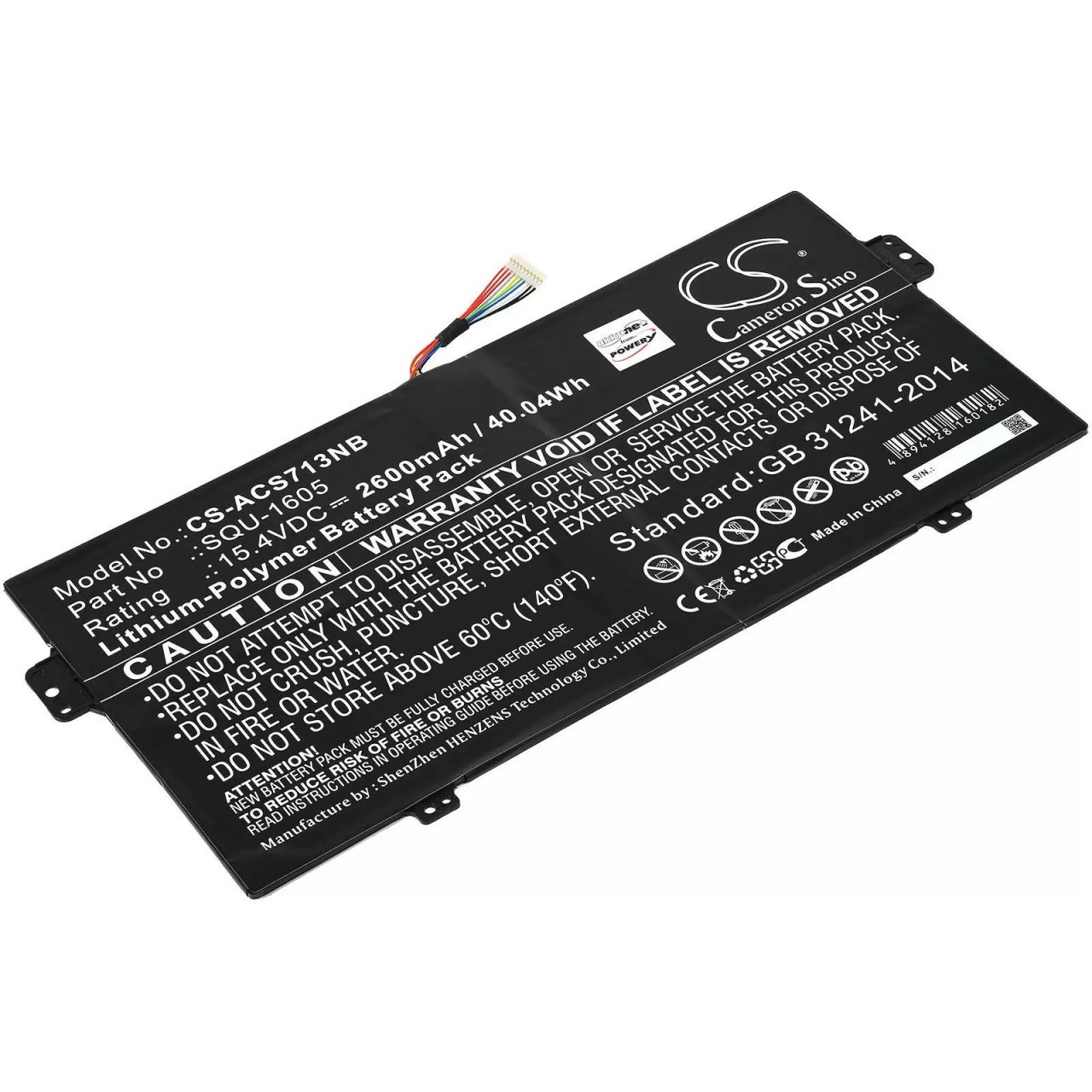 Akku passend für Laptop Acer Swift 7 SF713-51-M8MF, Spin 7 SP714-51-M339, Typ SQU-1605 u.a. - 15,4V - 2600 mAh