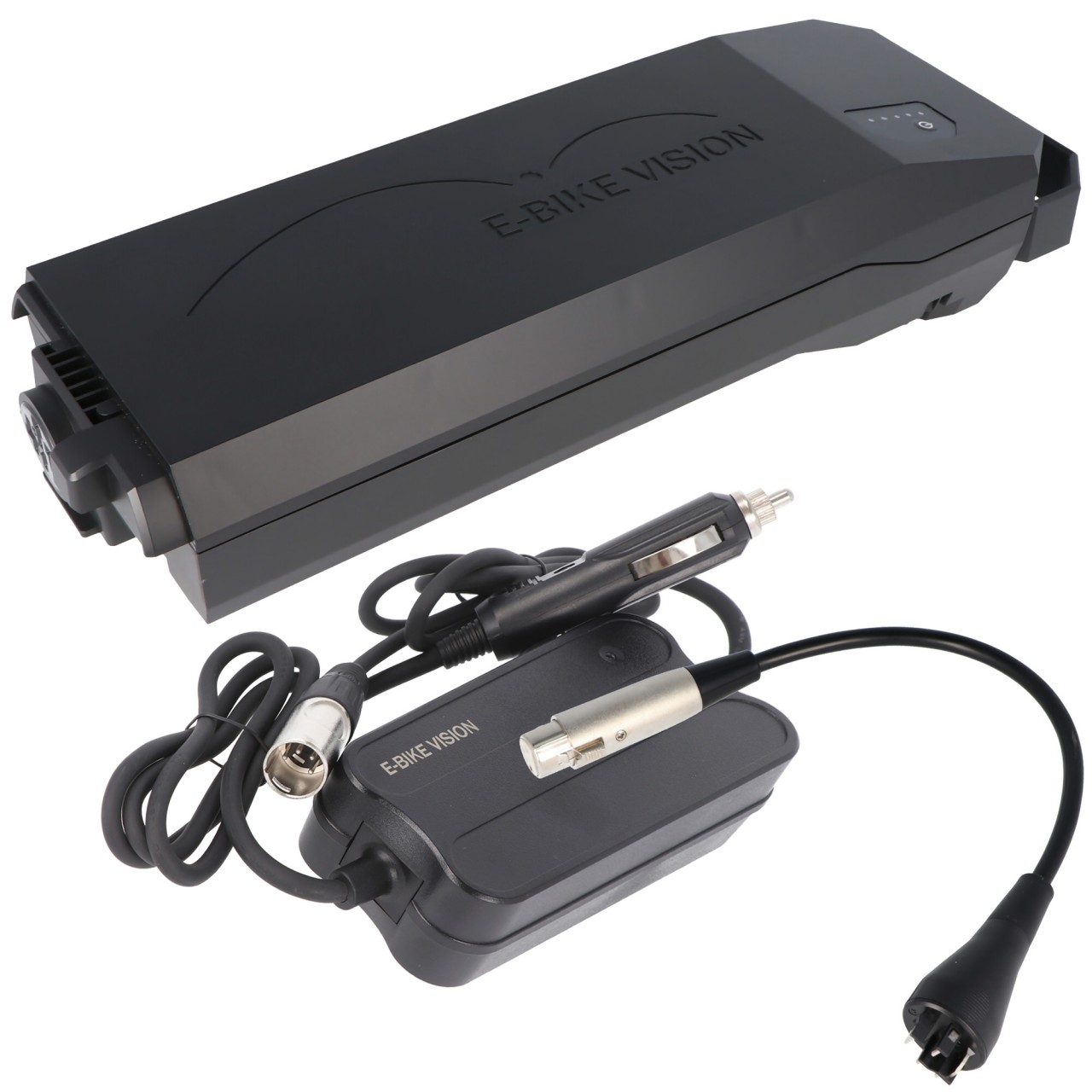 Gepäckträger Power Pack E-Bike Akku lite inkl. Kfz-Ladegerät und Ladeadapter exakt passend für das Bosch Active und Performance Antriebssystem 10 Ah 360 Wh