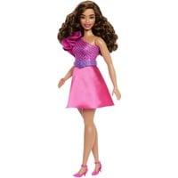 Barbie Fashionistas Puppe mit braunem Haar und glitzerndem Kleid