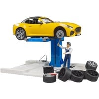 bworld PKW Service Center + bruder Roadster, Spielfahrzeug