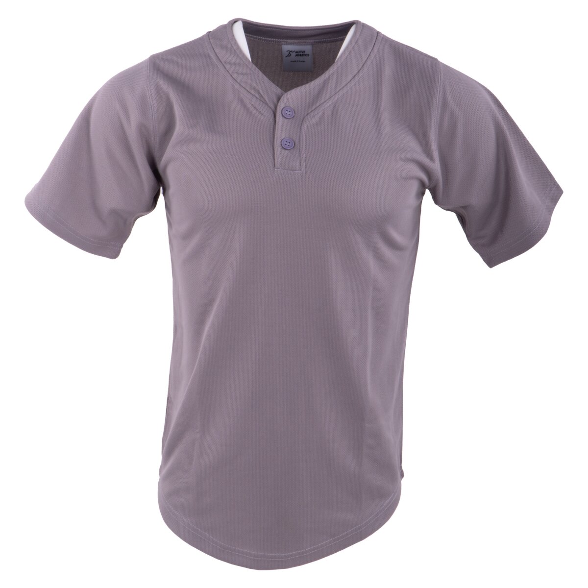 Active Athletics Baseball Jersey, 2 Button Henley Jersey - grau Gr.S