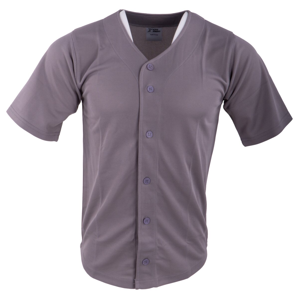 Active Athletics Baseball Jersey, Full Button Jersey - grau Gr.2XL