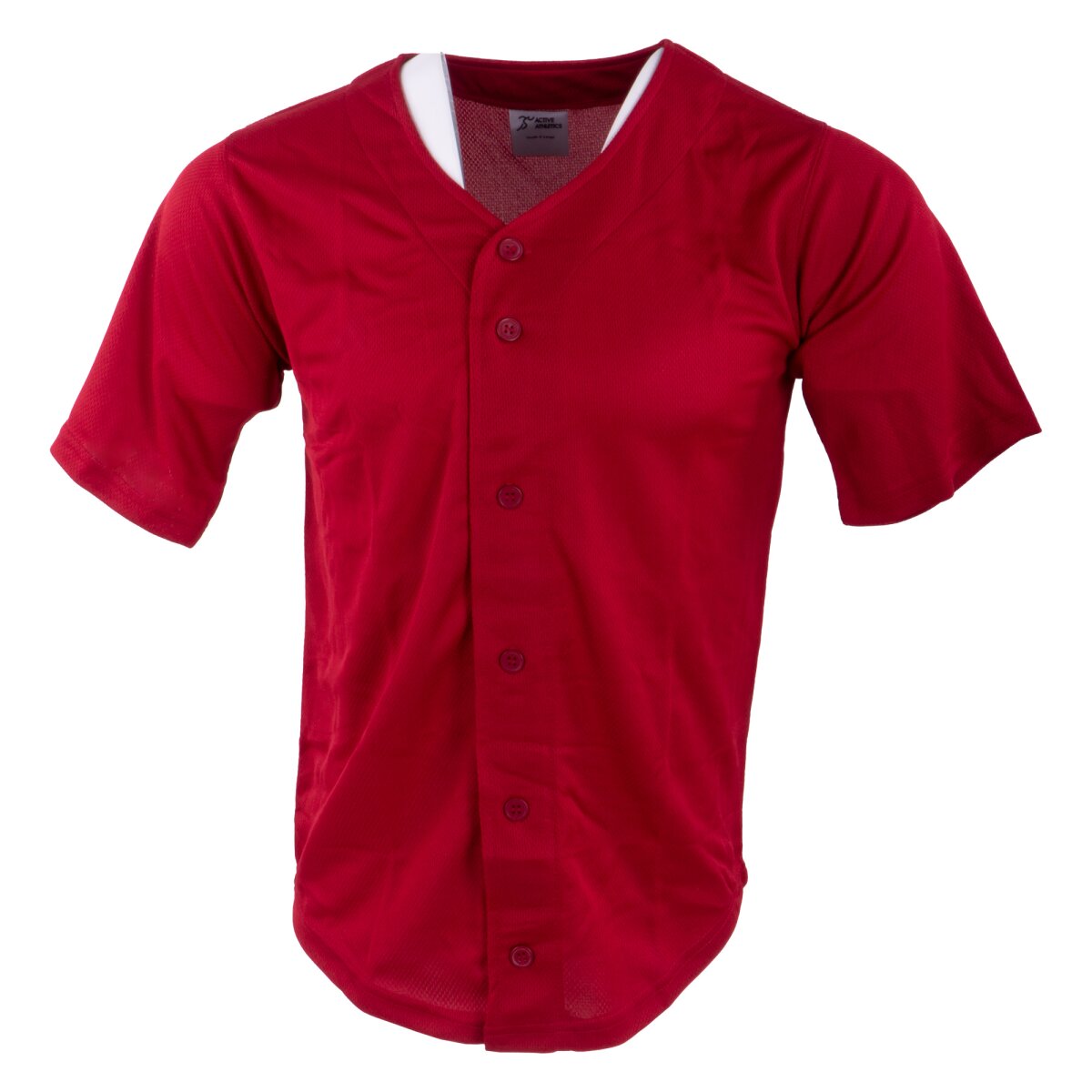 Active Athletics Baseball Jersey, Full Button Jersey - rot Gr.XL
