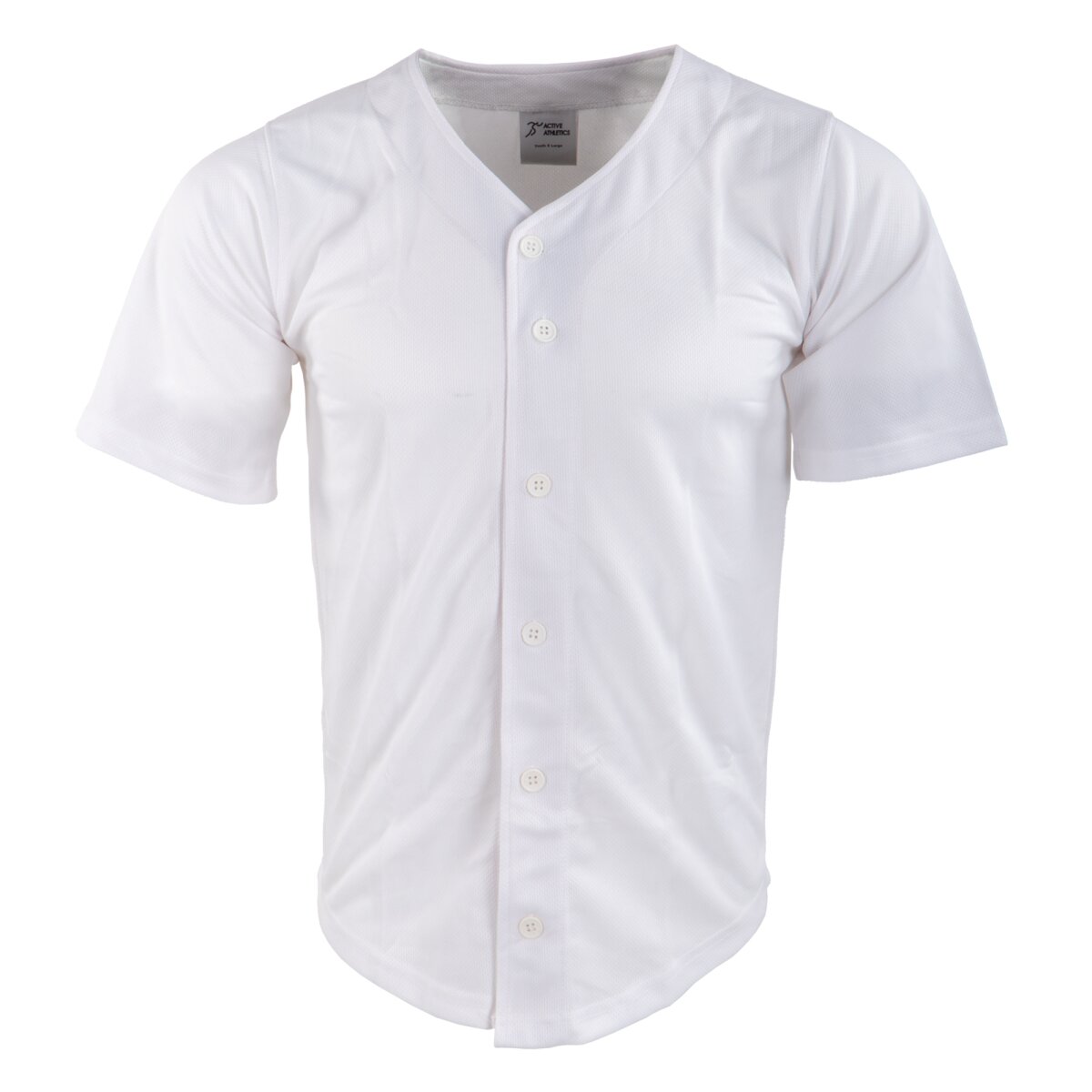 Active Athletics Baseball Jersey, Full Button Jersey - weiß Gr.XL