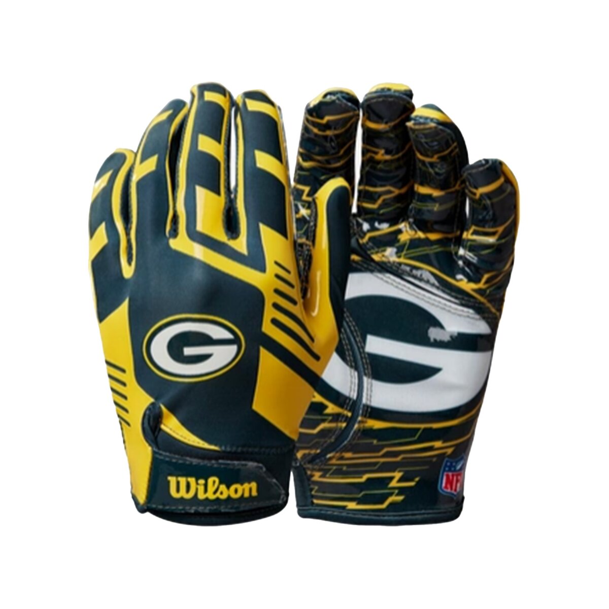 Wilson NFL Stretch Fit Adult Receiver Handschuhe - Team Green Bay Packers