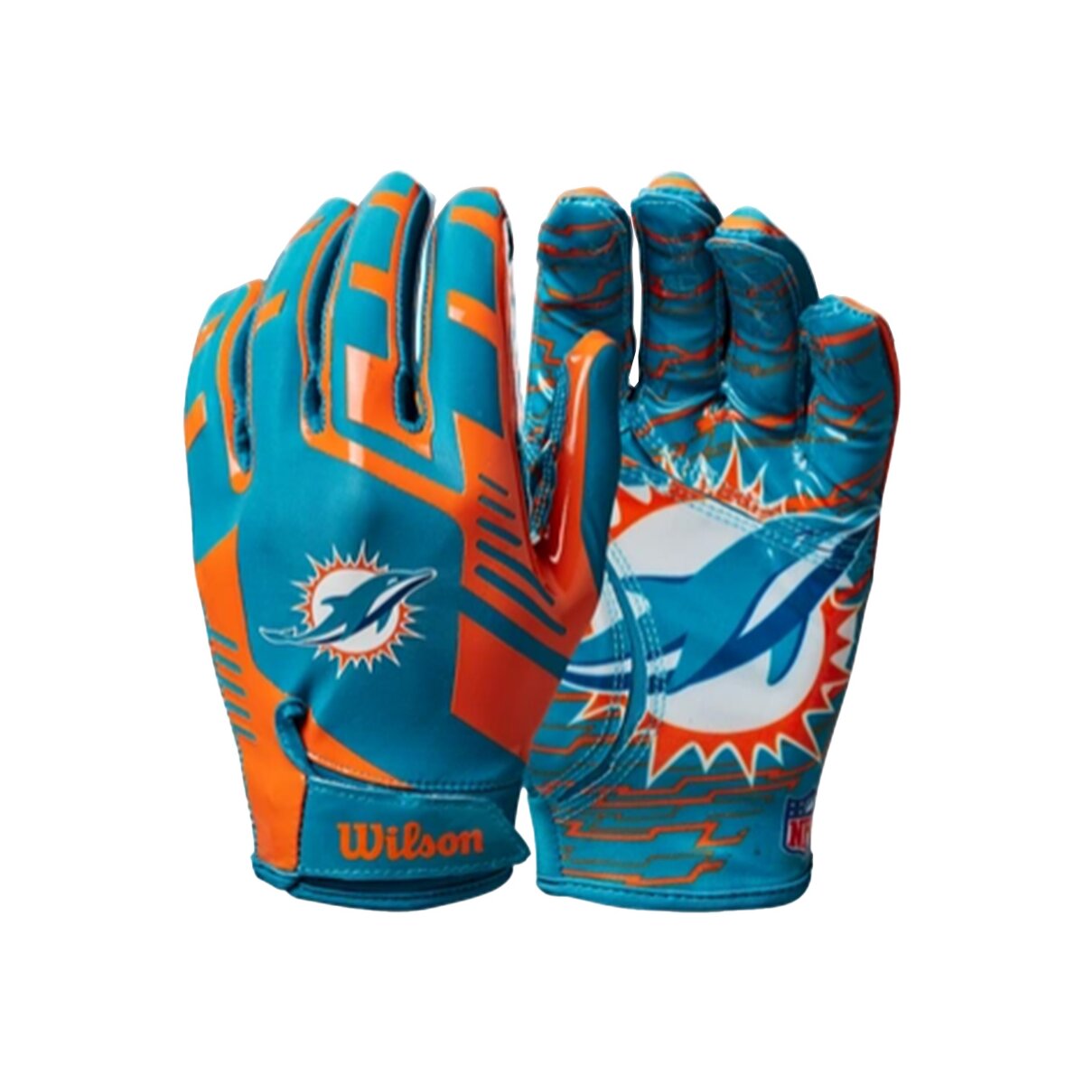 Wilson NFL Stretch Fit Adult Receiver Handschuhe - Team Miami Dolphins