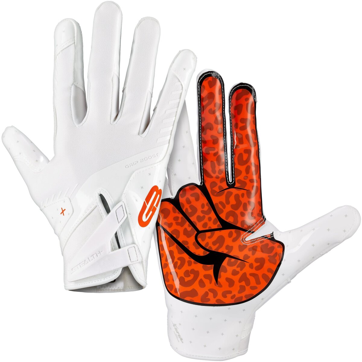 Grip Boost Peace Stealth 6.0 Boost Plus Football Handschuhe - weiß-orange Gr. M