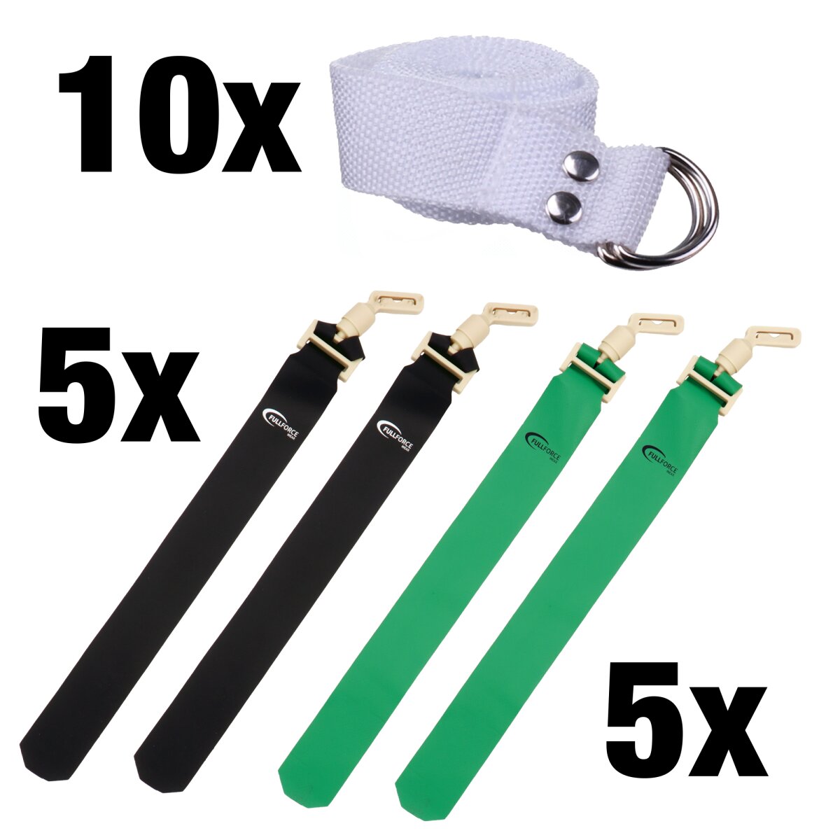 Full Force POPFLAG Flagfootball Set, 10 Gürtel mit 10 Flag Sets - schwarz/grün