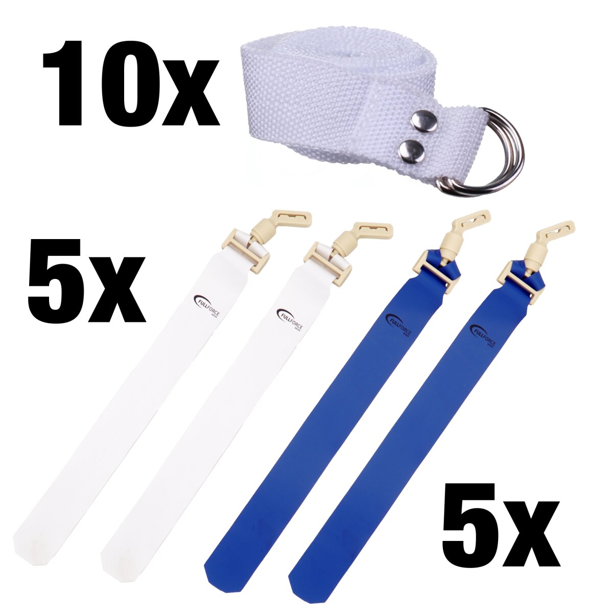 Full Force POPFLAG Flagfootball Set, 10 Gürtel mit 10 Flag Sets - weiß/blau