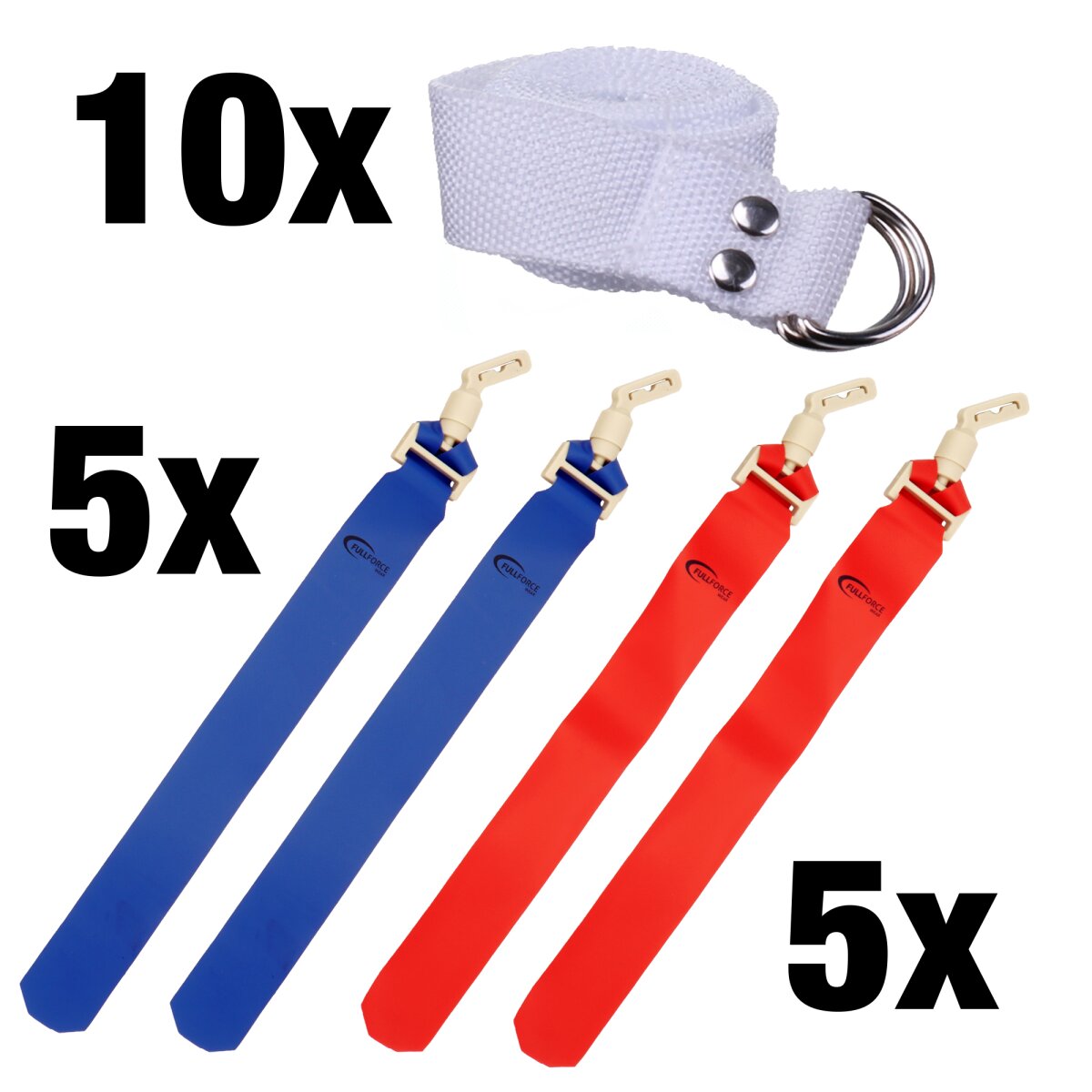 Full Force POPFLAG Flagfootball Set, 10 Gürtel mit 10 Flag Sets - rot/blau