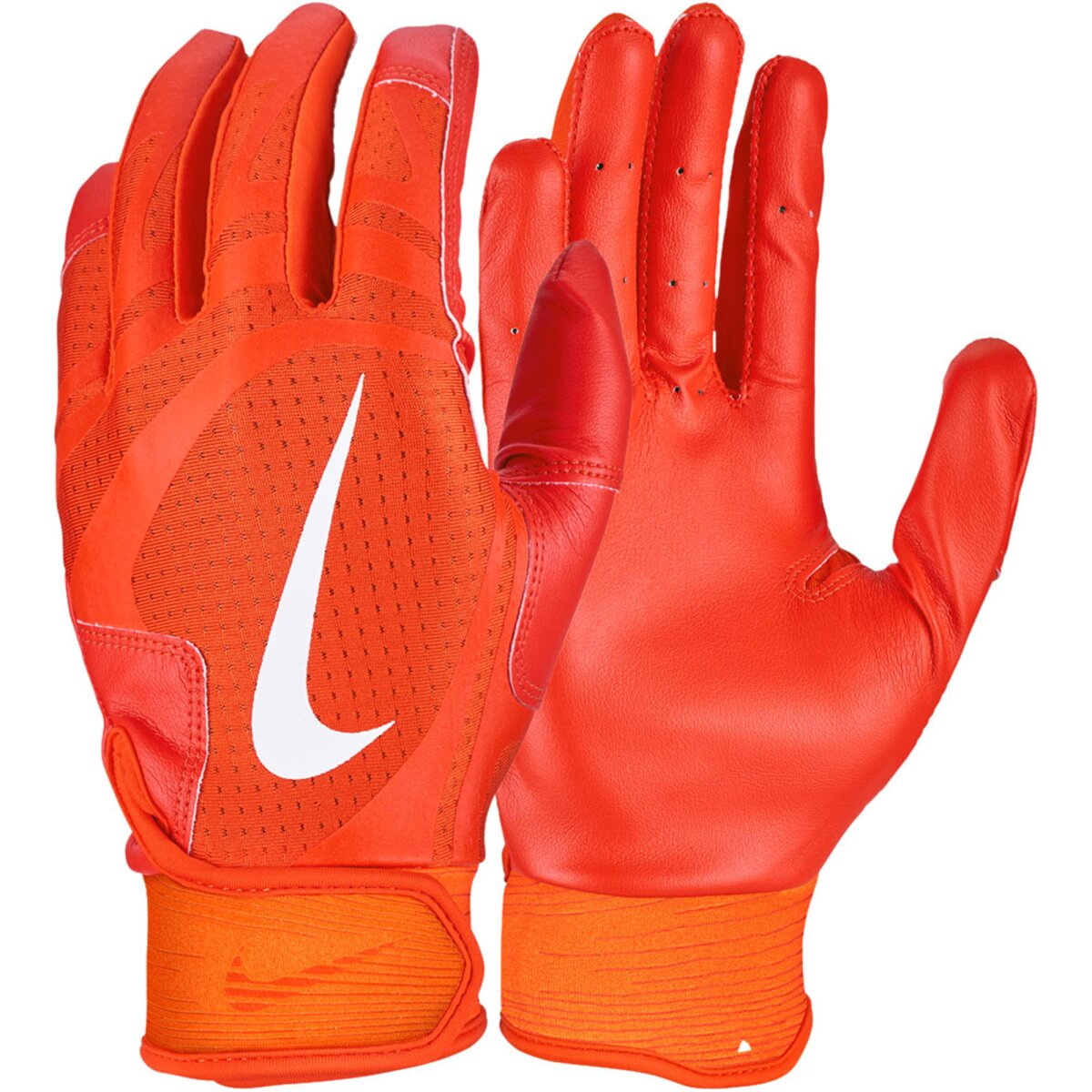 Nike Alpha Huarache Edge Kunstleder Baseball Handschuhe, Batting Gloves - orange/weiß Gr. S
