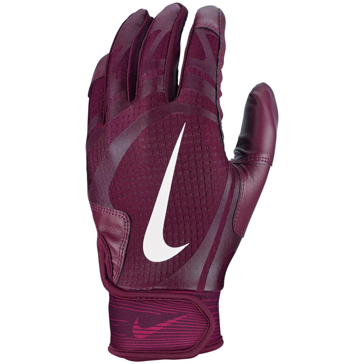 Nike Alpha Huarache Edge Kunstleder Baseball Handschuhe, Batting Gloves - maroon/weiß Gr. 2XL