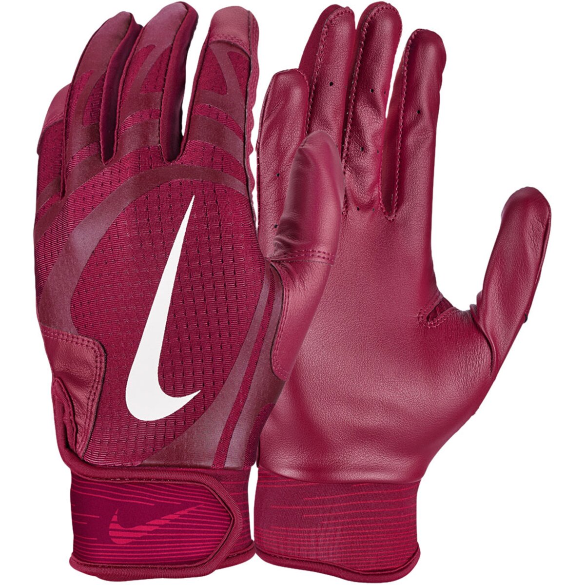 Nike Alpha Huarache Edge Kunstleder Baseball Handschuhe, Batting Gloves - cardinal rot/weiß Gr. S