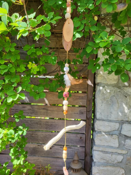 Boho-Hänger Modell A, Treibholz, Federn