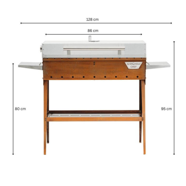 Cortenstahl Edelrost Holzkohlegrill Chef