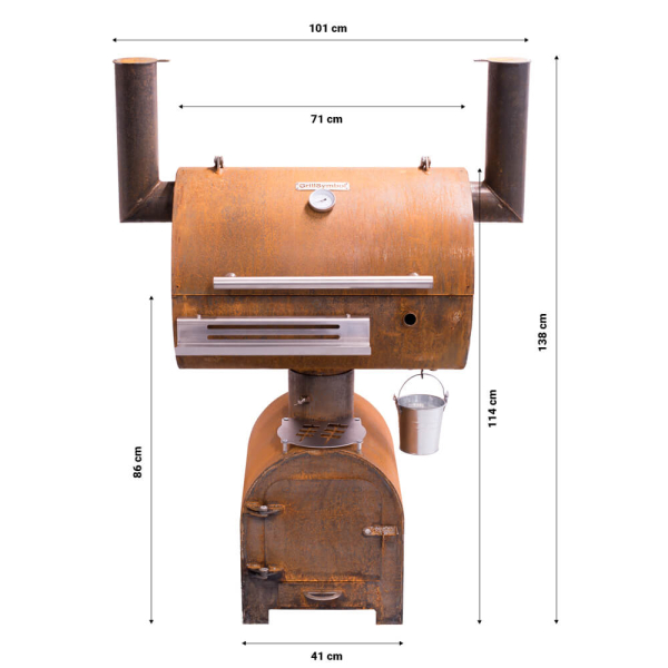 Cortenstahl Edelrost Smoker Holzkohlegrill Smoky Beast