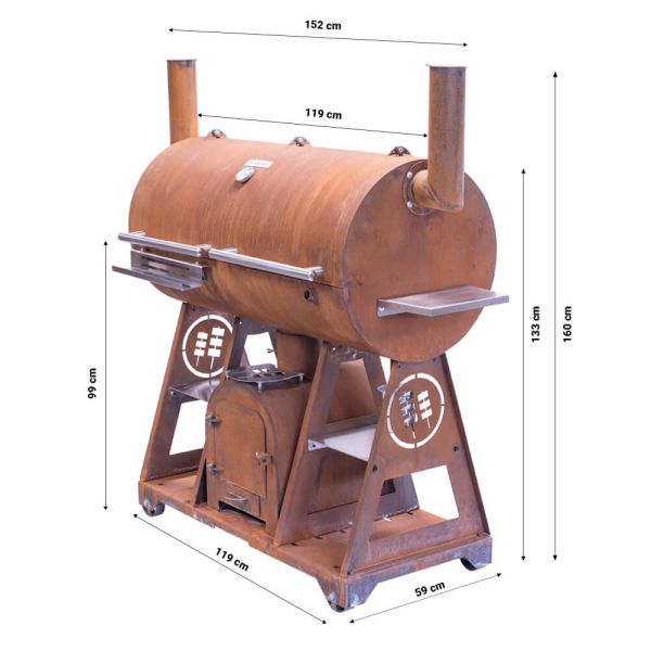 Cortenstahl Edelrost Smoker Holzkohlegrill Smoky Beast XL