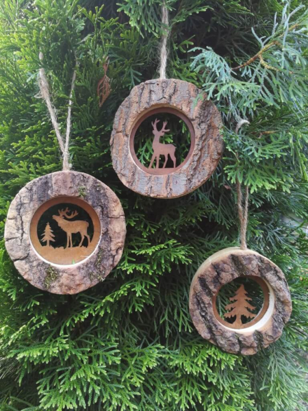 Edelrost-Holz 6er Set Dekohänger Waldleben