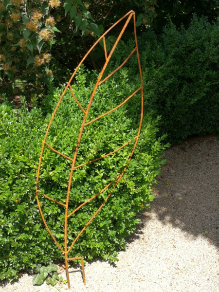 Edelrost Gartenstecker Rankhilfe Blatt groß