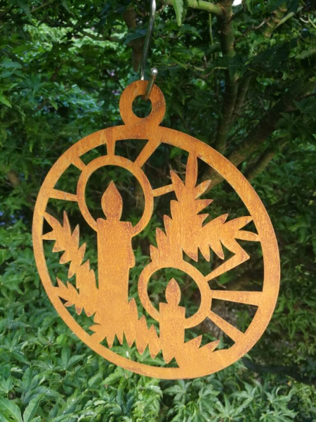 Edelrost Christbaumkugel Kerzen