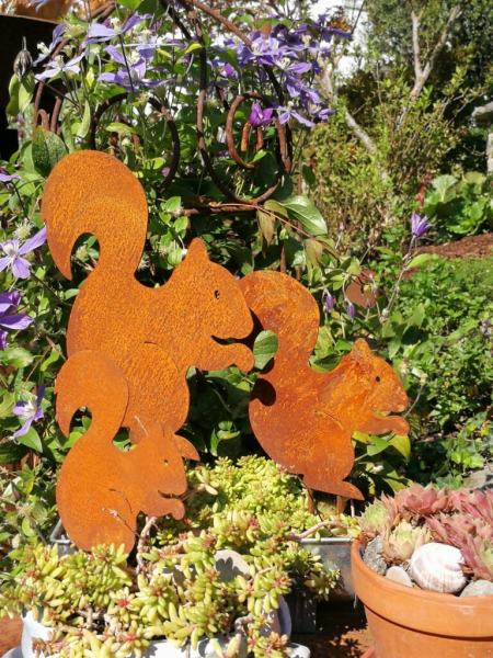 Edelrost Eichhörnchen zum Stecken, 3er-Set