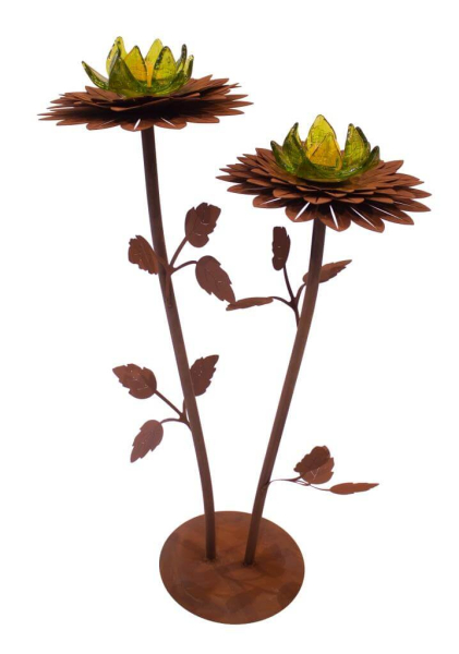 Edelrost Glasblume Dahlie 2 Blüten