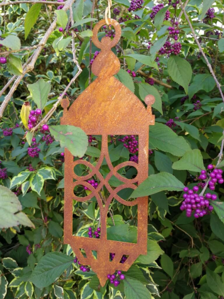 Edelrost Hänger Laterne, Ornament mittig