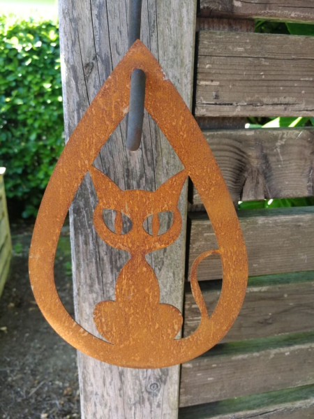 Edelrost Halloween Hänger Katze, tropfenform