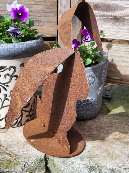 Edelrost Hase mit Schlappohren, groß