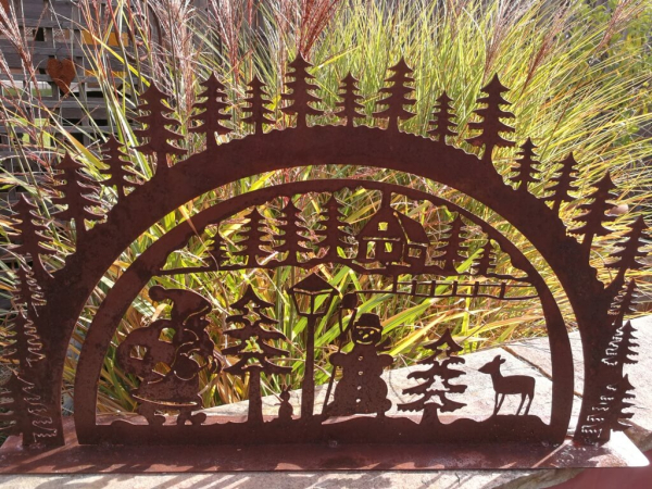 Edelrost Schwibbogen Winterlandschaft