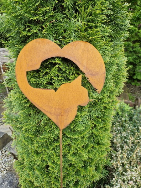 Edelrost Herzstecker Hund und Katze