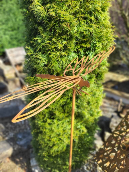 Edelrost Gartenstecker Libelle, groß