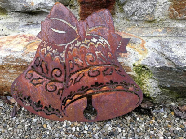 Edelrost Wandbild Glocke, verziert