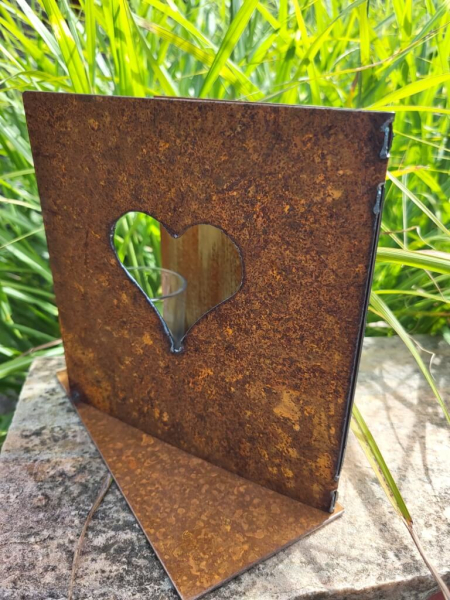 Windlicht Aufsteller Karte mit Herz, quadratisch, inkl. Glas