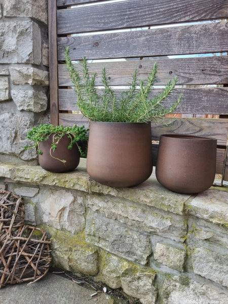3er Set Pflanzkübel hoch, Edelrostoptik
