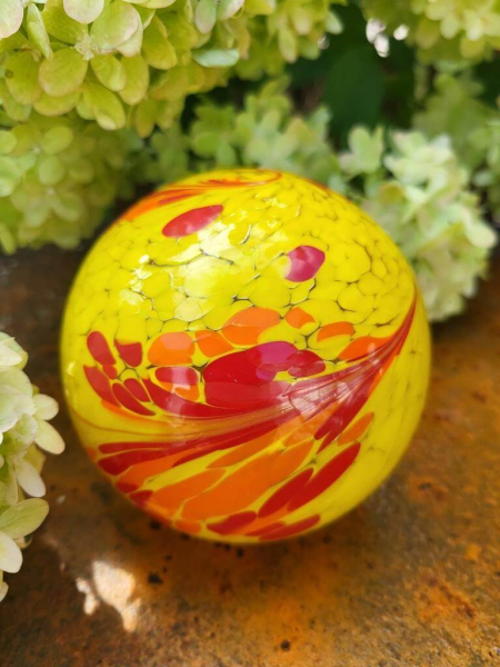 Ersatzglaskugel gelb-orange-rot, 10 cm, M8 Gewinde
