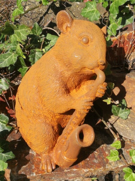 Gusseisen Hamster Sunny Times mit Saxophon