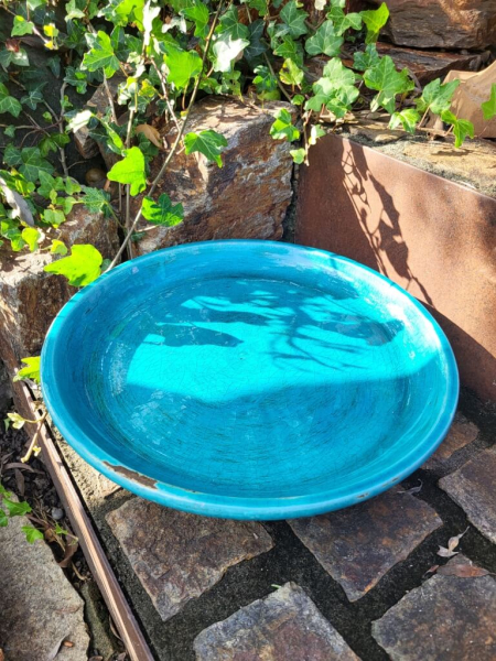 Boho Teller auf Fuss, türkis