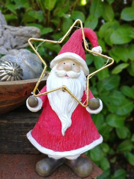 LED Nikolaus mit Stern mittig, rot
