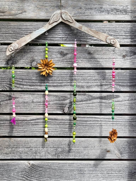 Mobile 'Flower-Power', rosa-grün