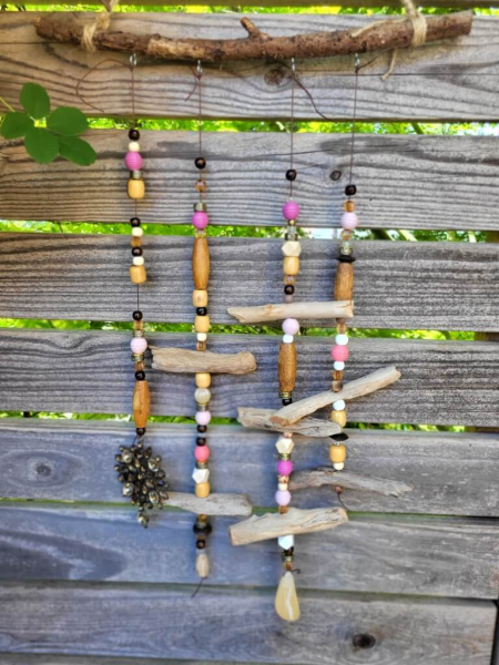 Mobile Treibholz Glasornament, Rosè