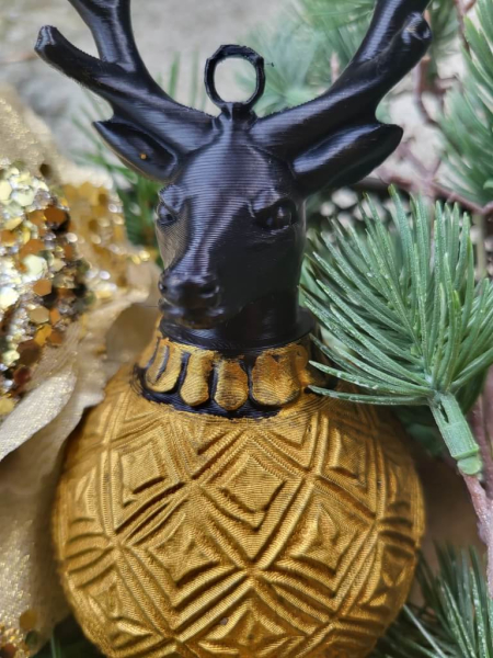 Christbaumkugel Outdoor Nero, mit Hirschkopf schwarz