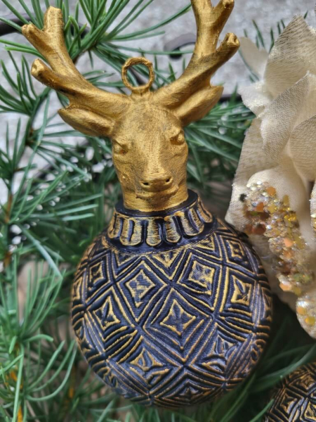 Christbaumkugel Outdoor Oro, mit Hirschkopf gold