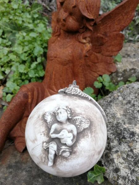 Shabby Dekokugel Angel, nougat-braun