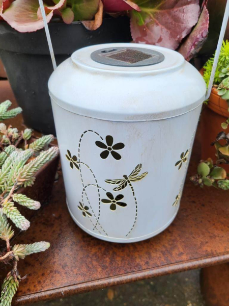 LED Solarlaterne Blumen, Libelle, grau